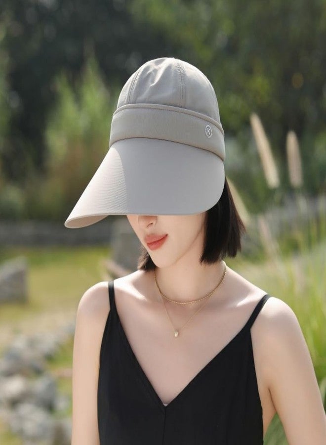 VesipaFly Women Sun Hats Detachable Wide Brim Sun Protection UPF 50+ Packable 2 in 1 Summer Beach Visor Cap (Khaki) - Image 4